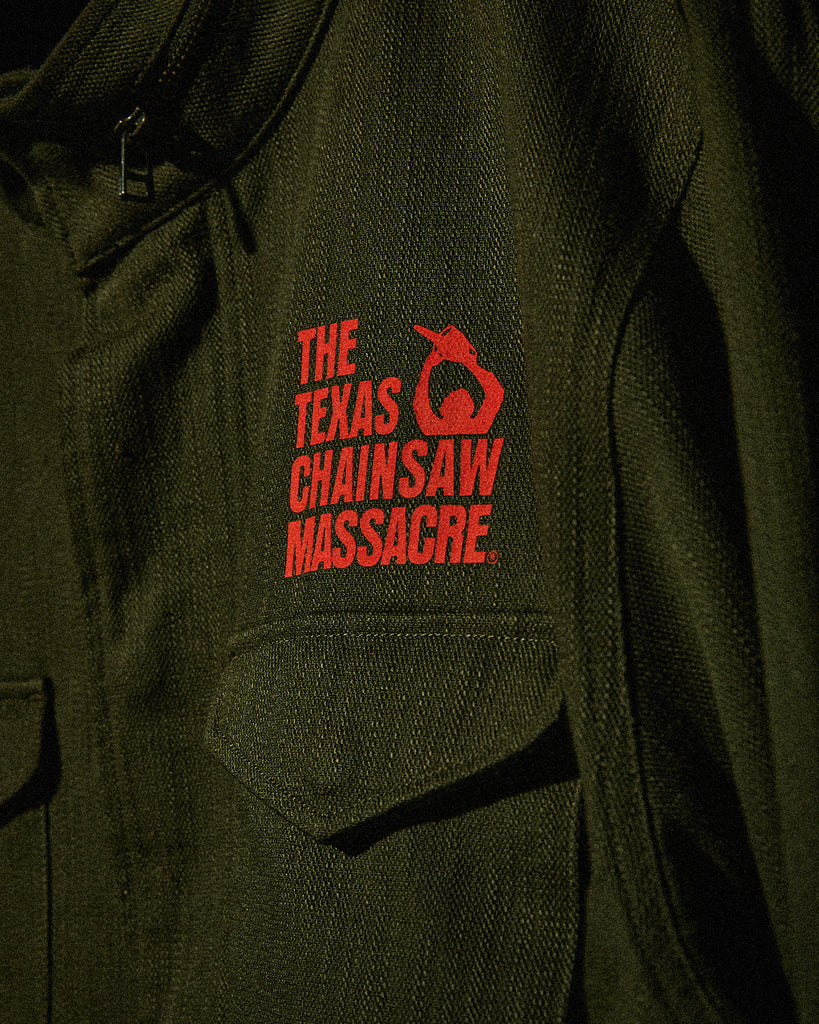 HUF x Texas Chainsaw Massacre collaboration featuring bold designs with Leatherface and horror-inspired graphics.